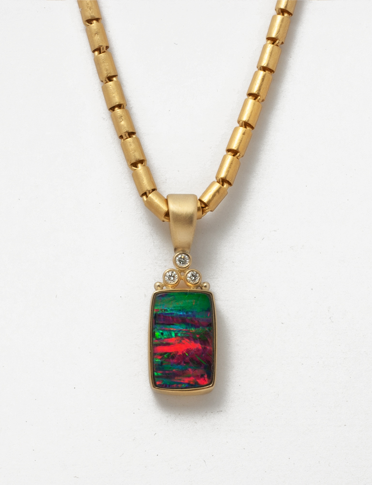 Red Striped Opal Doublet Pendant