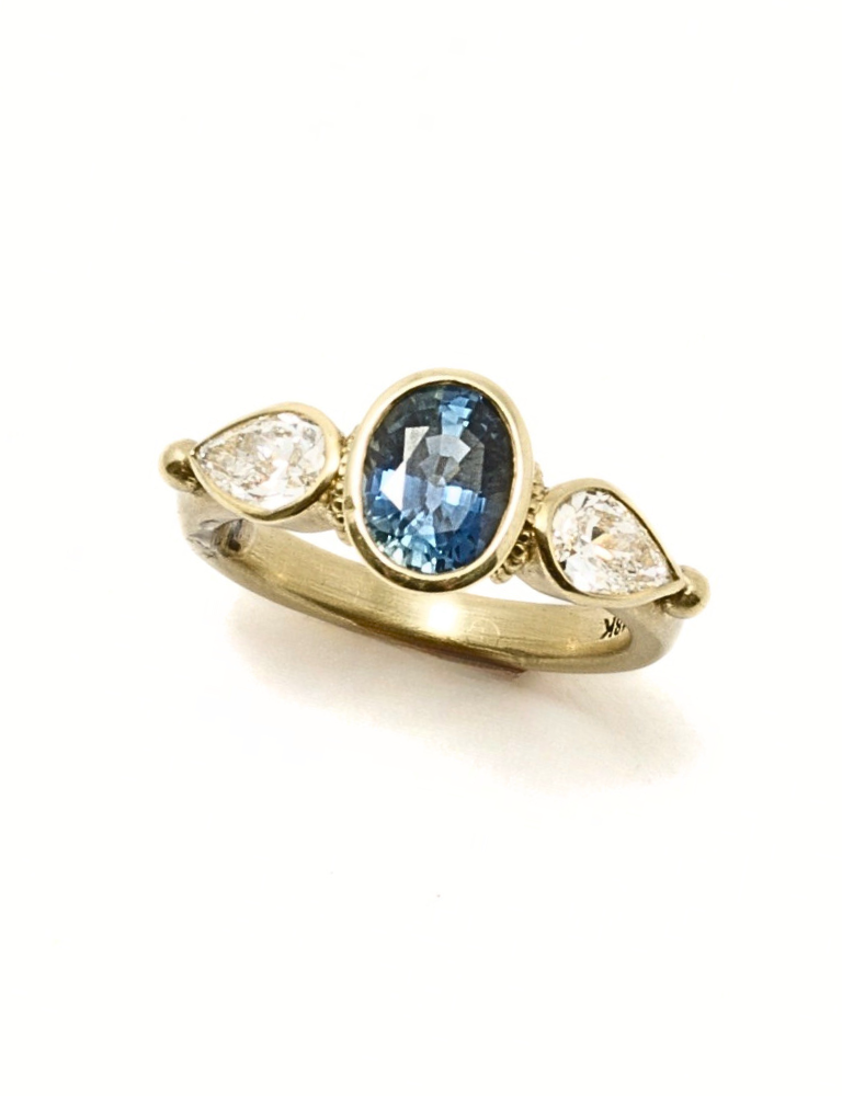 Bluebonnet Sapphire and Diamond Ring